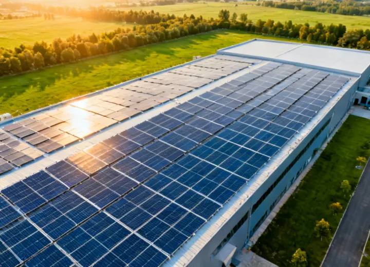 Viewrail sustainable manufacturing campus with solar panels
